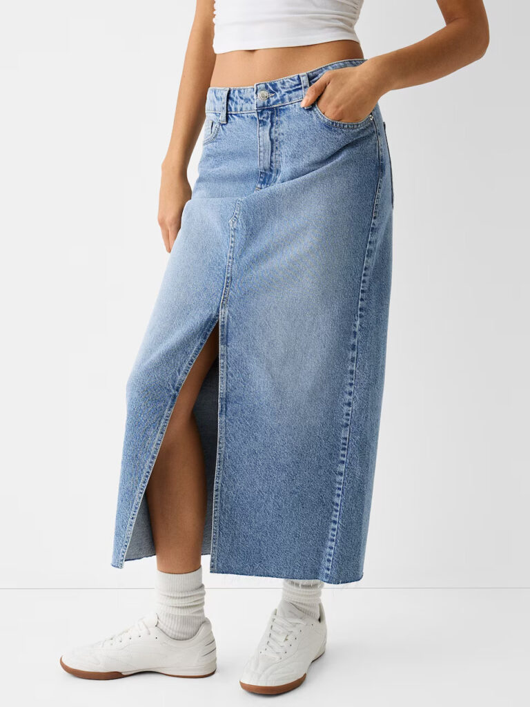Modrá denim sukně Bershka